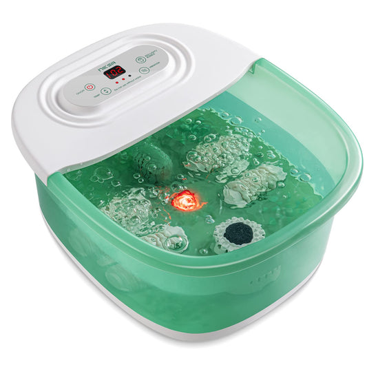 Niksa Foot Spa Bath Massager with Heat, Bubbles, Vibration and Red Light,4 Massage Roller Pedicure Foot Spa Tub for Feet Stress Relief,Foot Soaker with Mini Acupressure Massage Points Green
