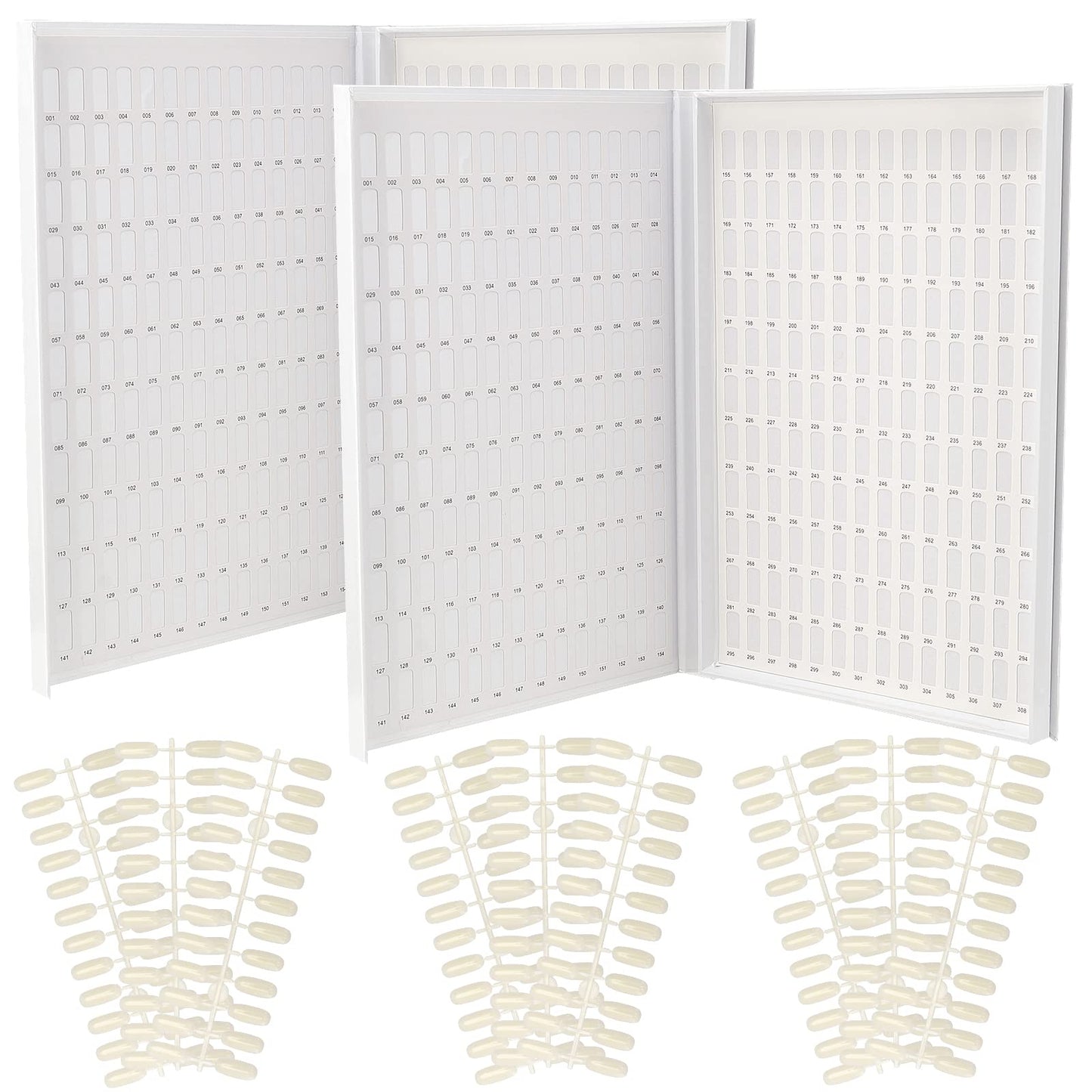 PINGEUI 2 Pack 308 Colors Nail Display Book, Nail Gel Polish Display Chart with 720 Nail Tips, Nail Polish Sample Display Book for Nail Salon and Nail Painting Practice, No Need Glue