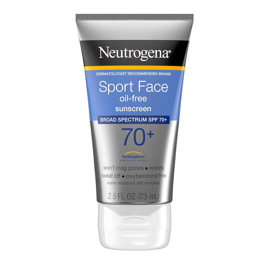 Neutrogena Sport Face Sunscreen Lotion with Broad Spectrum SPF 70+ Sun Protection, Sweat-Resistant & Water-Resistant, 2.5 fl. oz.