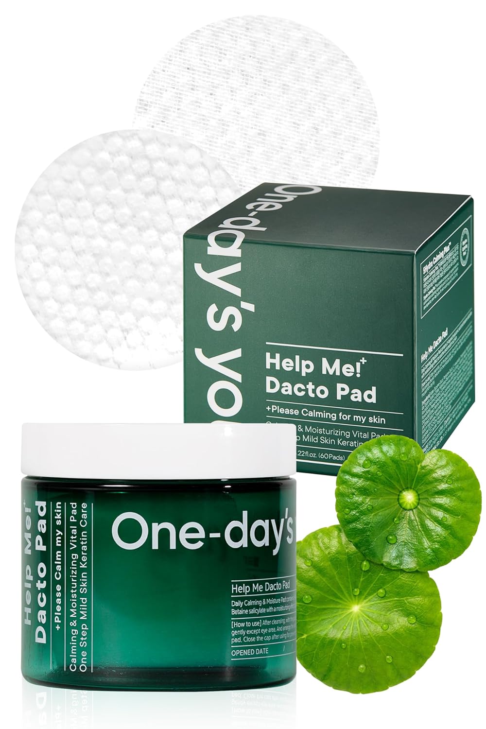ONE-DAY’S YOU Help Me Dacto Pad | Korean Toner Pads Skincare for Face | Glycolic Acid Exfoliating Pads | Salicylic Acid Pads w/Centella Asiatica Extract Cleansing Pads for Face (60 sheets)