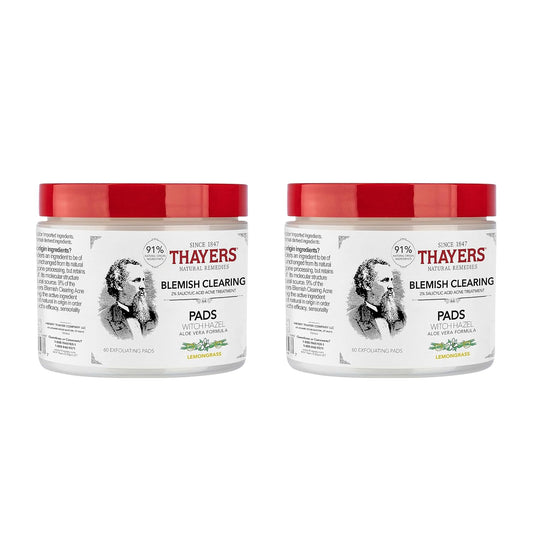 THAYERS Alcohol-Free Witch Hazel Blemish Clearing Pads, 60 Pads (Pack of 2)