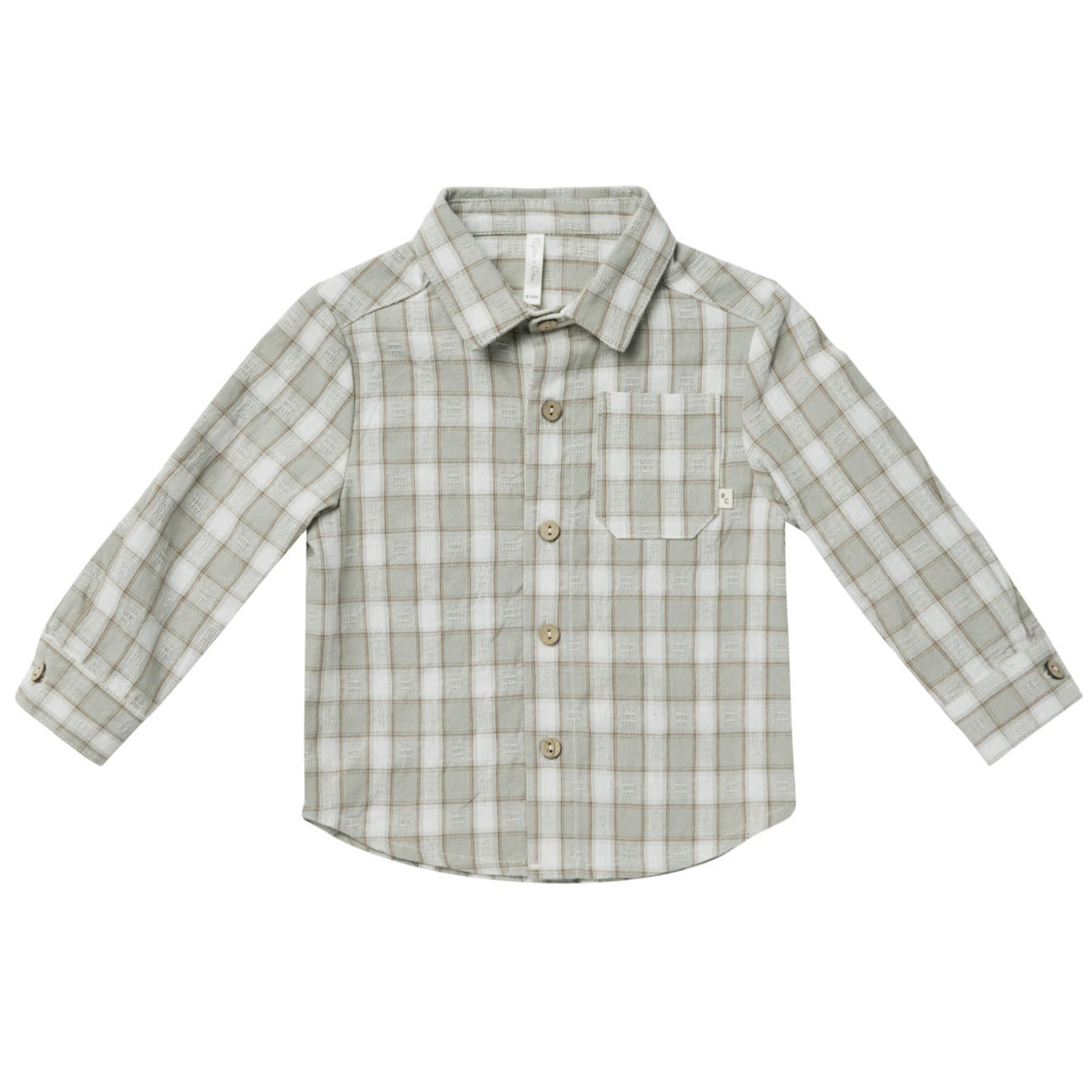 Rylee + Cru Collared Shirt || Pewter Plaid