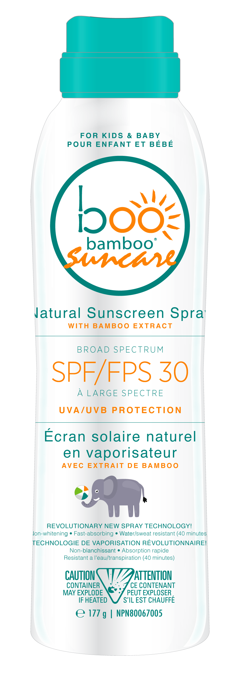 Boo Bamboo - SPF 30 Kids & Baby Sunscreen Spray, 177 mL