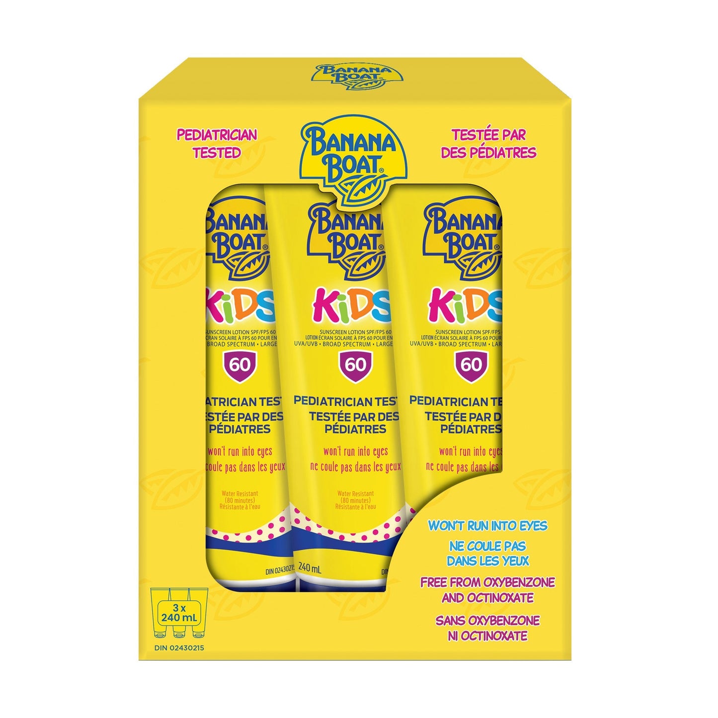 Banana Boat Kids Tear Free Sunscreen Lotion SPF60, 3 x 240 mL