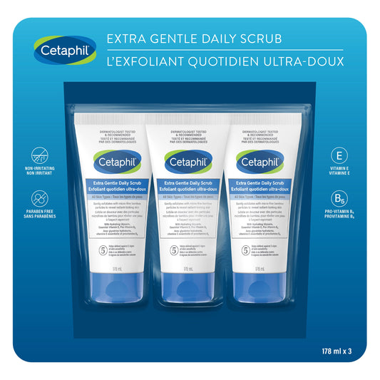 Cetaphil Extra Gentle Daily Scrub, 3-pack