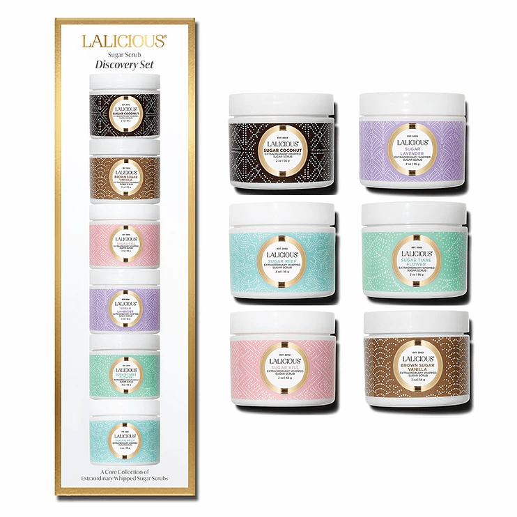 Lalicious Sugar Scrub Discovery Set - 6 x 2oz Sugar Scrubs (Tower)